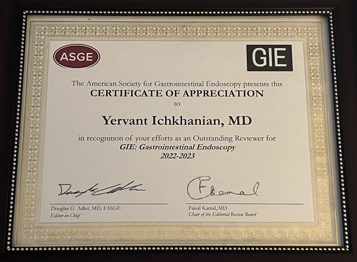Yervant Ichkhanian, MD (@yichkhanian) on Twitter photo Honored to receive top reviewer award from <a href="/ASGEendoscopy/">ASGE GI Endoscopy</a> Proud to contribute as an author and a reviewer to <a href="/GIE_Journal/">GIE</a> <a href="/DouglasAdlerMD/">Douglas G. Adler MD, FASGE, FACG, AGAF</a>
<a href="/DDWMeeting/">Digestive Disease Week</a> #DDW2023 Honored to receive top reviewer award from <a href="/ASGEendoscopy/">ASGE GI Endoscopy</a> Proud to contribute as an author and a reviewer to <a href="/GIE_Journal/">GIE</a> <a href="/DouglasAdlerMD/">Douglas G. Adler MD, FASGE, FACG, AGAF</a>
<a href="/DDWMeeting/">Digestive Disease Week</a> #DDW2023