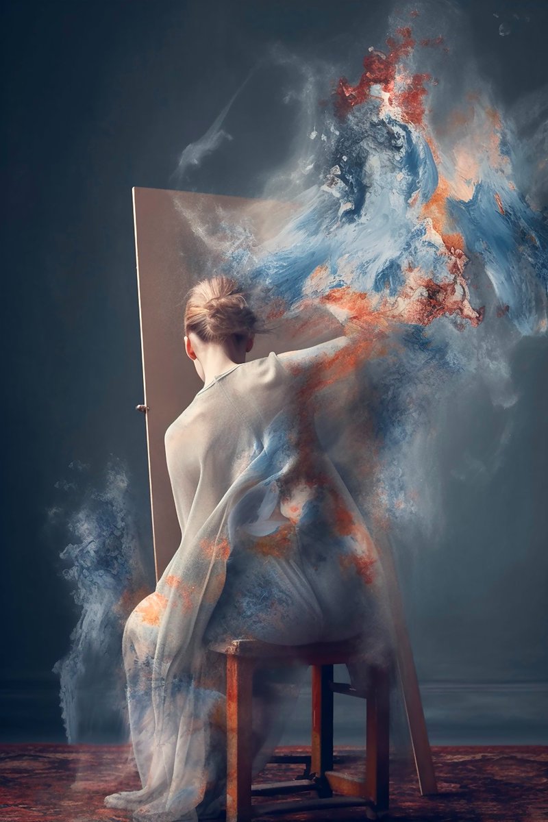 -Emotions expressed- 
1/1 on FND 
0.1 reserve

When painting, I find peace of mind,
All worries fade, they're left behind,
With brush in hand and colors bright,
My soul takes flight, it's quite a sight.
The canvas, blank, becomes my muse,
And brings me calm, with no excuse.👇