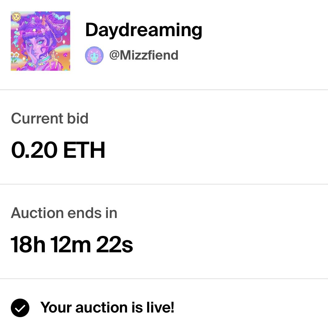 Omg “Daydreaming” is LIVE!!! Thank you so much <a href="/Artful3ndeavors/">gaurand.eth</a> 😭 

This piece means a lot because it’s the animation that took the longest to create… the most frames and movements 🥹✨💕 

thank you for making my day Greg 🫶🥹