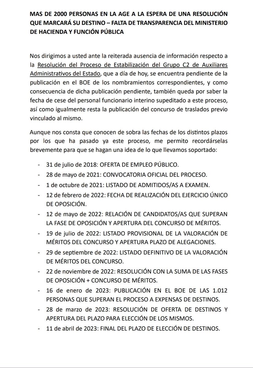 JudEstabilizada's tweet photo. @INEPTOS_C1yC2 @javierueda13 @Haciendagob Ojala cesen a los responsables de todos los retrasos, es una auténtica vergüenza porque actúan con total impunidad!!! 15 meses después del examen y estamos igual, con 0 información!! Enviamos mil correos, registros, los sindicatos igual y pasan de todos.

TRANSPARENCIA = 0!!! https://t.co/GLvvmENpAj