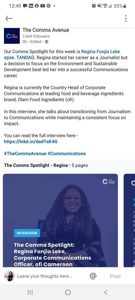 ReginaLeke's tweet photo. Thank you to the Comms Avenue for this wonderful profile. Humbled and grateful. #spotlight #corporatecomms #environment #sustainability #journalism
https://t.co/qs1aqfSdhN https://t.co/9GdVtZqdCy