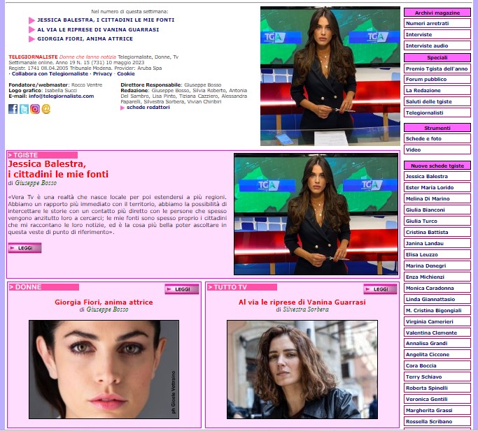 Online il numero 731 di #Telegiornaliste #donnechefannonotizia. In copertina: #JessicaBalestra #GiorgiaFiori #GiusyBuscemi telegiornaliste.com