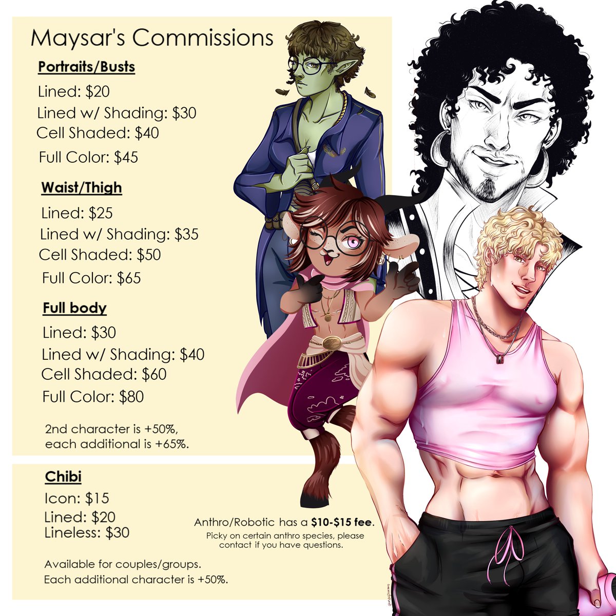 ✨NEW COMMISSION SHEET✨
Please read the thread for ToS/Samples!

💌DM for inquiry or questions!