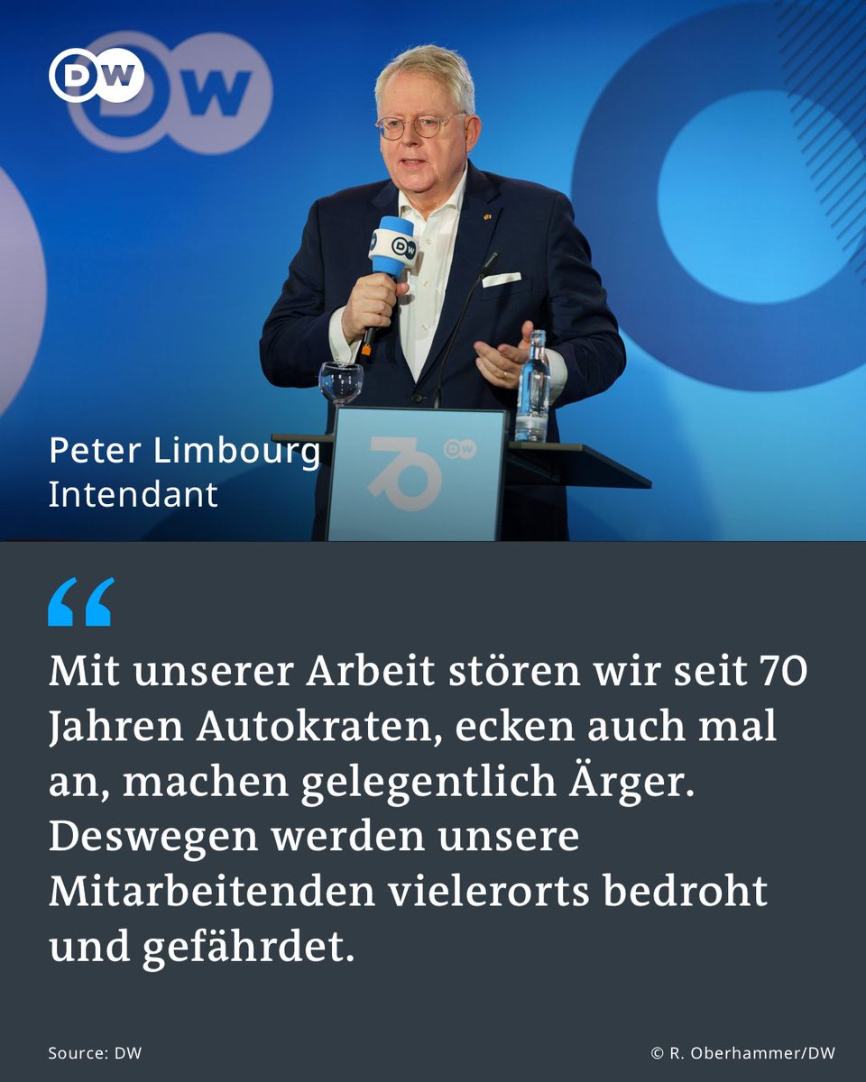 DeutscheWelle's tweet photo. Intendant @dw_Limbourg erinnerte in seinem Grußwort zum Festakt #DW70 im Bundestag in Berlin an die Grundsätze der DW: "Freie Informationen für freie Entscheidungen: das ist unser Kern. Wir stehen für Werte und Prinzipien, die weltweit unter Druck stehen und gefährdet sind." https://t.co/bbRGYmFxs8