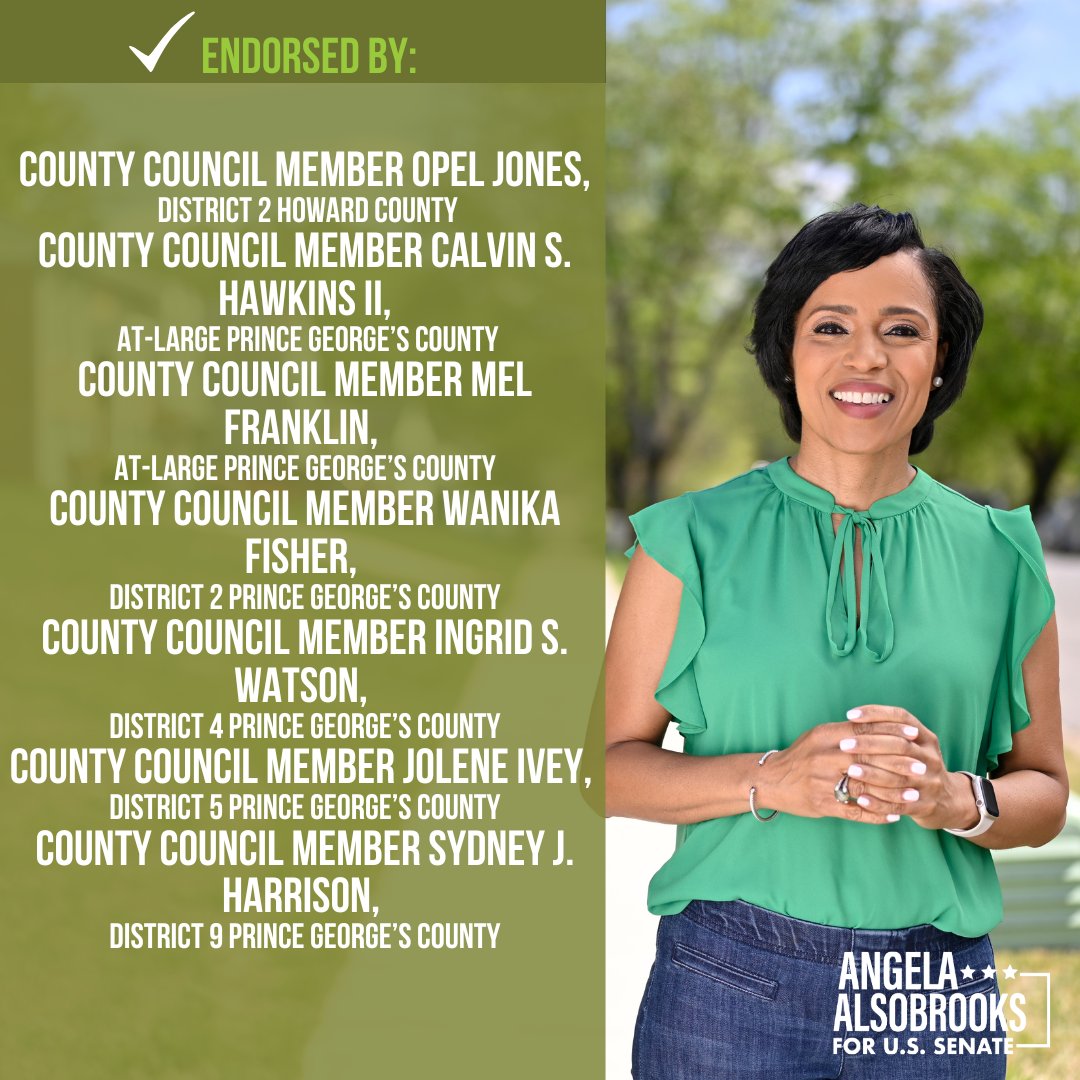 I am thankful to be endorsed by these seven County Council Members that have worked alongside me to deliver results for Marylanders. Now, we go bigger.