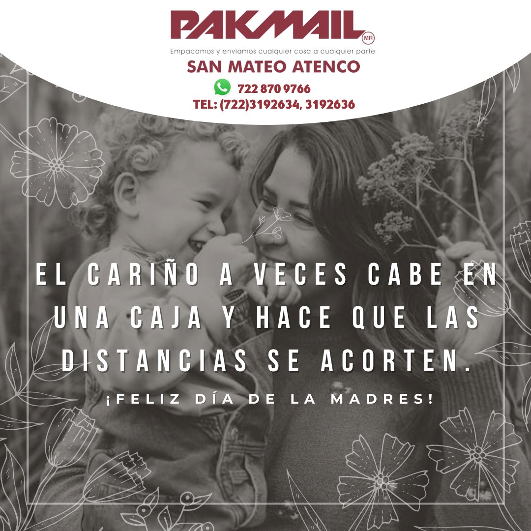 PakmailSMA's tweet photo. El equipo de PAKMAIL les desea ¡Feliz día de las madres!. <3 
#FelizDiaDeLasMadres #10deMayo2023 #pakmailsanmateoatenco #enviosnacionaleseinternacionales
#paqueteria https://t.co/jxO7myUF97