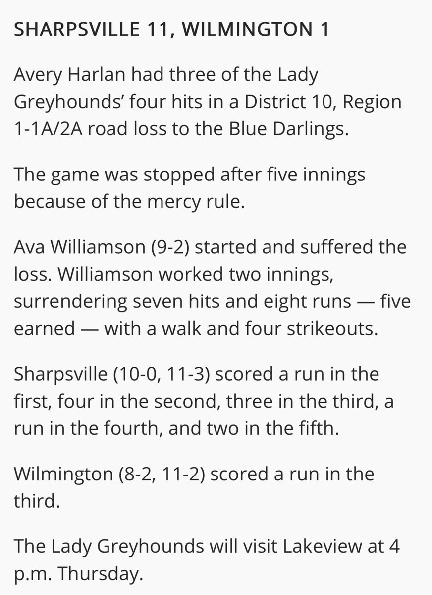 Wilmington_SB's tweet photo. πππ₯ππ One bright spot in a rough road loss for your Lady Hounds, a 3-3 night for fr. Avrey Harlan. WTG Avrey! #HoundsAsOne πππ₯ππ @aharlan_2026 https://t.co/aPZmssrlnt