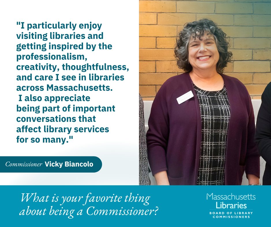 mblclibraries's tweet photo. ⭐Commissioner Vicky Biancolo is all about #libraries!  So much so that she's also Director of Library Services at Worcester Academy and brings a very important #schoolibrary perspective to the board. ⭐ For more  with Comm'r Biancolo, visit our blog at https://t.co/S0GXHVRDWX https://t.co/bXA9vDWw9G