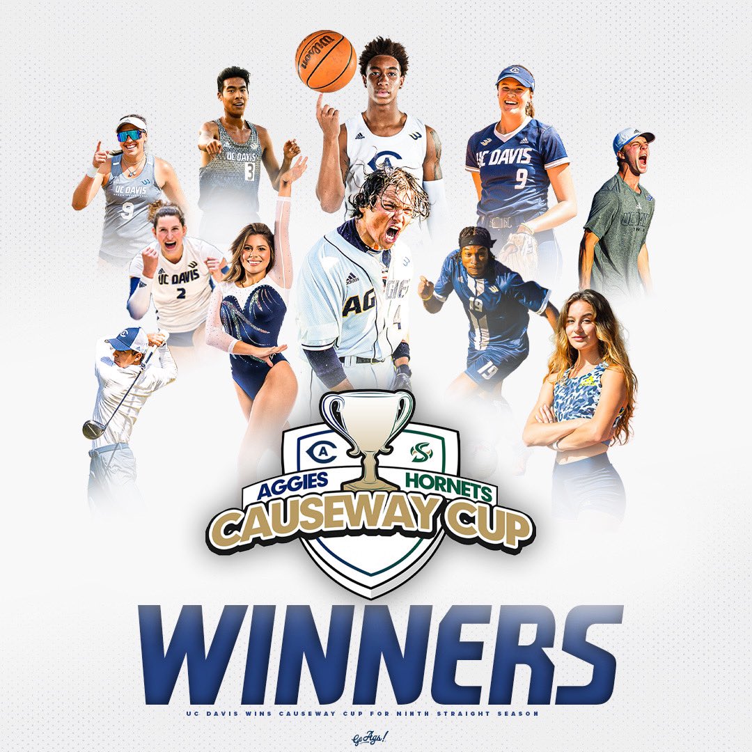 ucdavisaggies's tweet photo. 🏆 𝐂𝐀𝐔𝐒𝐄𝐖𝐀𝐘 𝐂𝐔𝐏 𝐖𝐈𝐍𝐍𝐄𝐑𝐒 🏆

For the ninth straight year, UC Davis claims the Causeway Cup!

#GoAgs https://t.co/sDCxFX902K