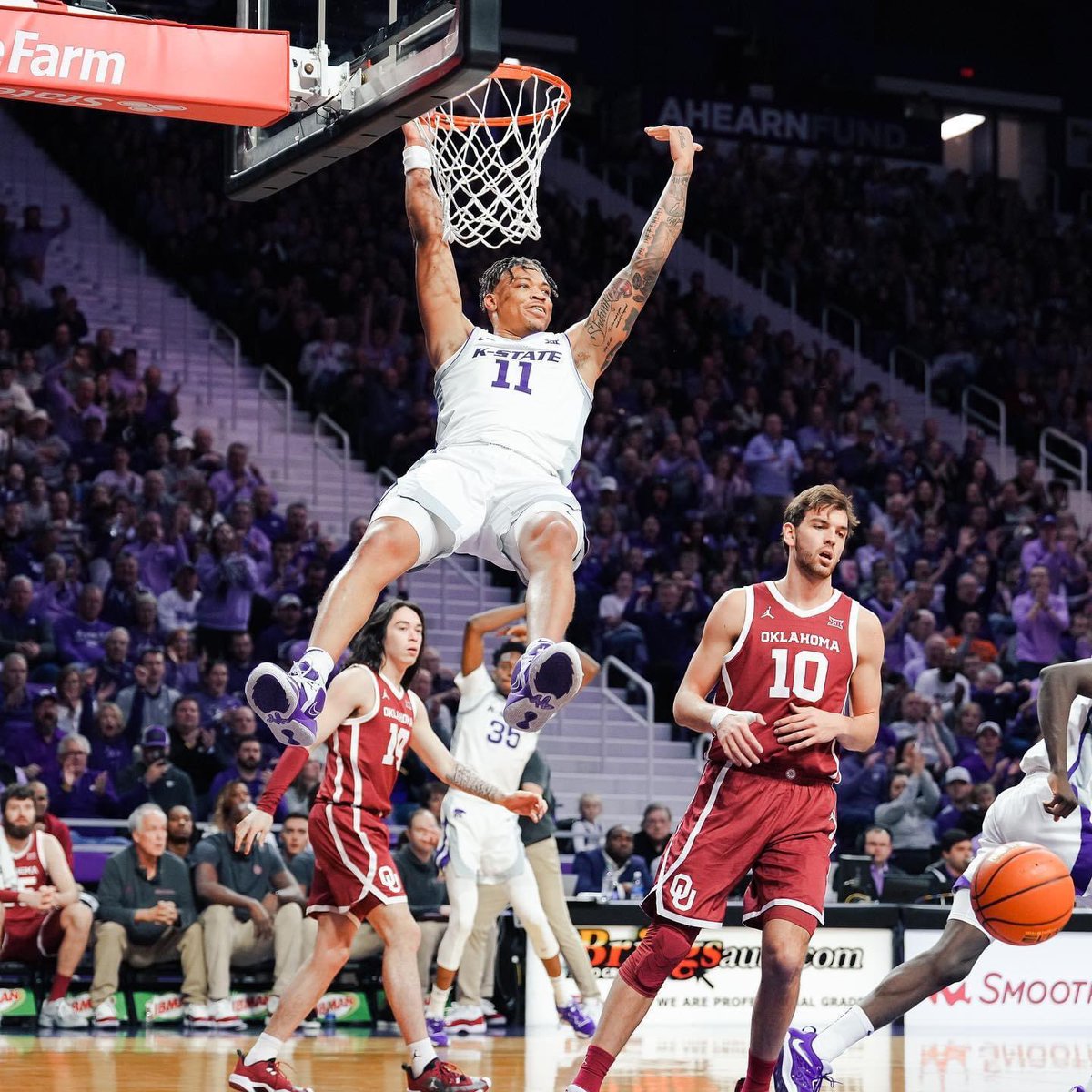 broncats4's tweet photo. Lower Left corner is me with my Dad Recording this play. @Keyontae Infamous wave dunk on senior night. Here is my view 😀 #EMAW #kstate #KStateMBB https://t.co/cFwFKkWZSR