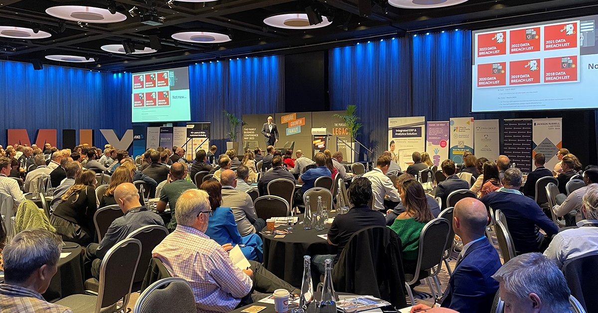 ProntoSoftware's tweet image. Chad Gates presenting this morning at the Family Business Conference Asia-Pacific 2023, sharing #insights into the current cyber threat landscape and what practical steps you can take to avoid disaster.

#cybersecurity #familybusiness #australia