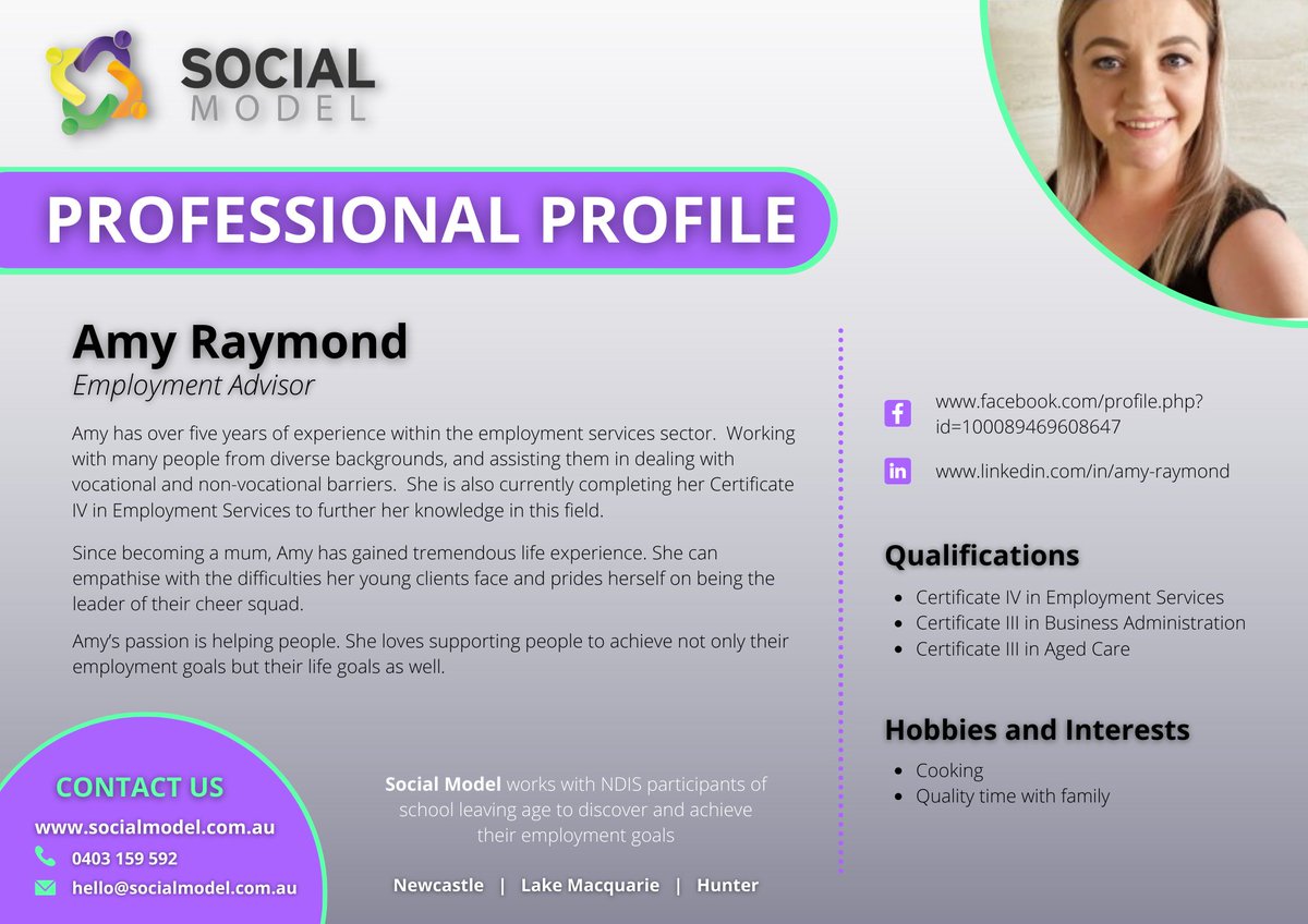 SocialModelAU's tweet image. Amy Raymond started working for Social Model in January this year

Since then she has been doing a fantastic job assisting young #NDIS participants to transition smoothly from #school to #work

socialmodel.com.au
 
#SLES #SchoolLeaverEmploymentSupports #DisabilityEmployment