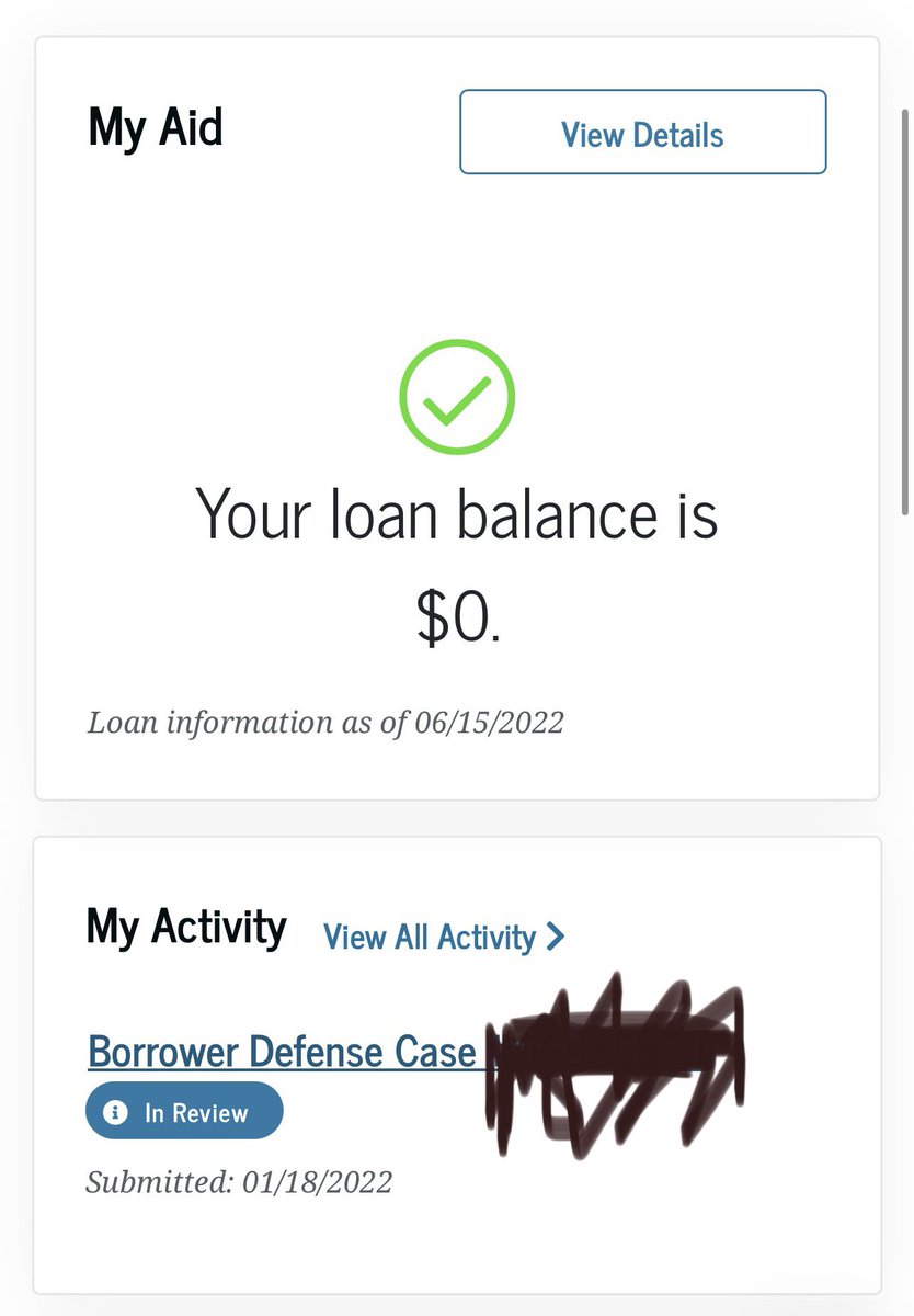 ryguymedia's tweet photo. @EdDebtJustice  I’m not sure if because my PSLF or cause of being a part of the settlement but my 12.5k left of my 35k+ loans gone in loan servicer @MOHELA , gone from @FAFSA and now gone from my credit report (raised score 27 points) Now to see if refund comes. 💯 https://t.co/Rwz6dMl5zf