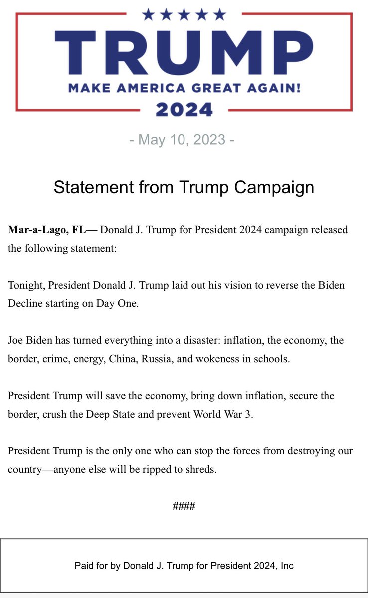 RSBN 🇺🇸 on Twitter "Statement from Trump Campaign"