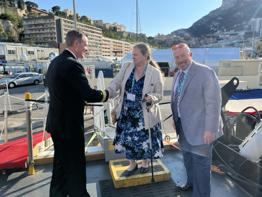 NavyOceans's tweet photo. Welcome 🇨🇦 Neighbors!!
Canadian Hydro delegation is welcomed by Admiral Piret and joins the party on USNS Heezen during the IHO Assembly 2023!
🇺🇸 & 🇨🇦 #hydrographers work side by side around the world which makes our data collection and use all the stronger! https://t.co/x3t6NEhKgB