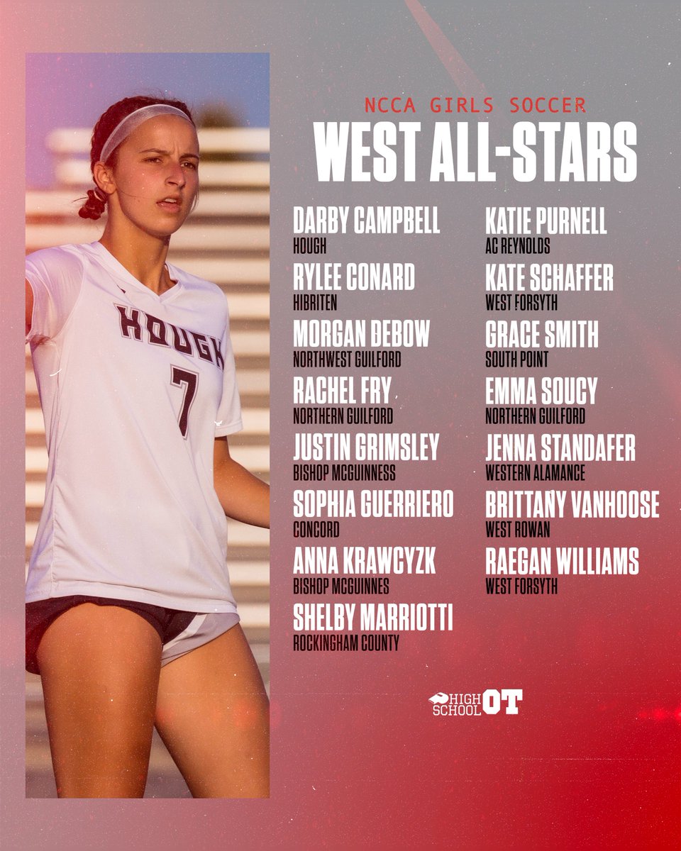Meet your 2023 North Carolina Coaches Association East-West All-Stars for girls soccer.

The two teams will meet on July 18 at MacPherson Stadium in Browns Summit.

⚽️: highschoolot.com/rosters-releas…