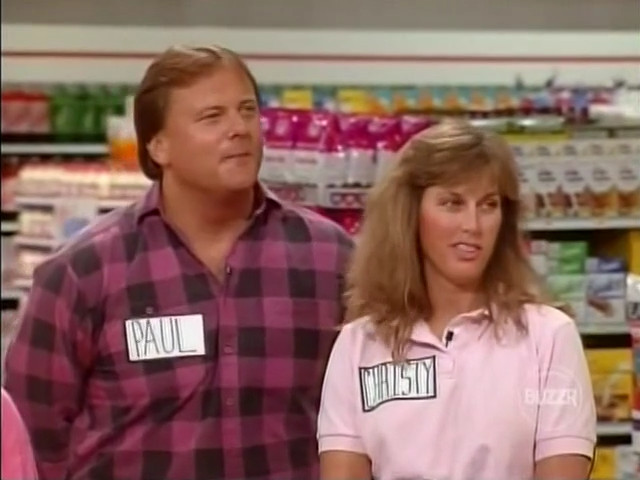 AlmonJr's tweet image. I'm listening to Party Dozen's The Real Work while watching Supermarket Sweep on mute.