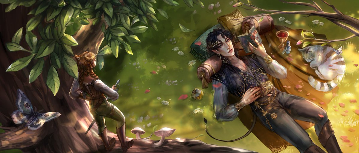 clarywhen's tweet photo. Finally - how the #KingofElfhameLearnedtoHateStories! This is very much Alice in Wonderland themed since it’s the book Cardan reads throughout this book, let me know if you can spot all the Easter eggs! 

#thecruelprince #cardangreenbriar #judeduarte #bookillustration #digitalart https://t.co/YwFNKE17lf