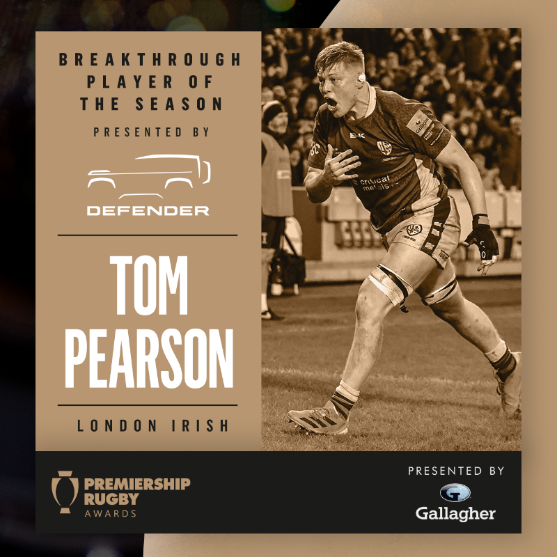 premrugby's tweet photo. Next up is the Breakthrough Player of the Season presented by Defender!

Huge congratulations to @londonirish's Tom Pearson who has had an epic #GallagherPrem season  👏

We can’t wait to see what the future holds for this young player!  🌟

#PremRugbyAwards