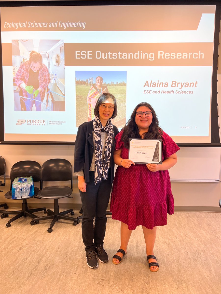 Congratulations to Ecological Sciences & Engineering (ESE) student, Alaina Bryant, for receiving the ESE Outstanding Research Award at the ESE End of the Year Celebration! #OIGP #ESE #TheNextGiantLeap