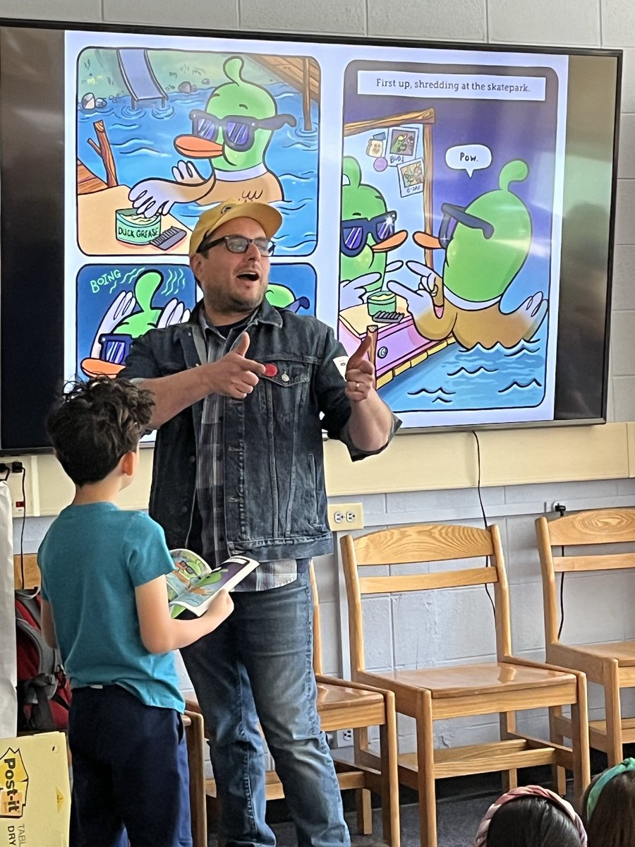 sbehn873's tweet photo. A great morning hearing all about @mikepetrik and One Cool Duck! Thank you @thebookstall for providing @redoakschool with this author visit! The kids loved it! Oink! #112Leads #shoplocal https://t.co/6zM964BfX8