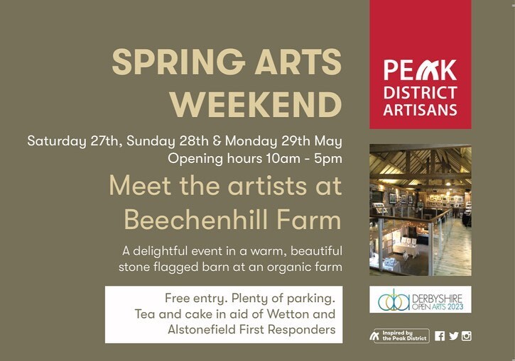 So delighted to be joined by fellow members of @peakdistrictartisans for @derbyshireopenarts at @beechenhill_farm on 27th, 28th and 29th May 10-5
In the lovely #haybarngallery with lots of homemade cake lashings of tea and coffee (and Soup at lunchtime 😋) where you can brows…