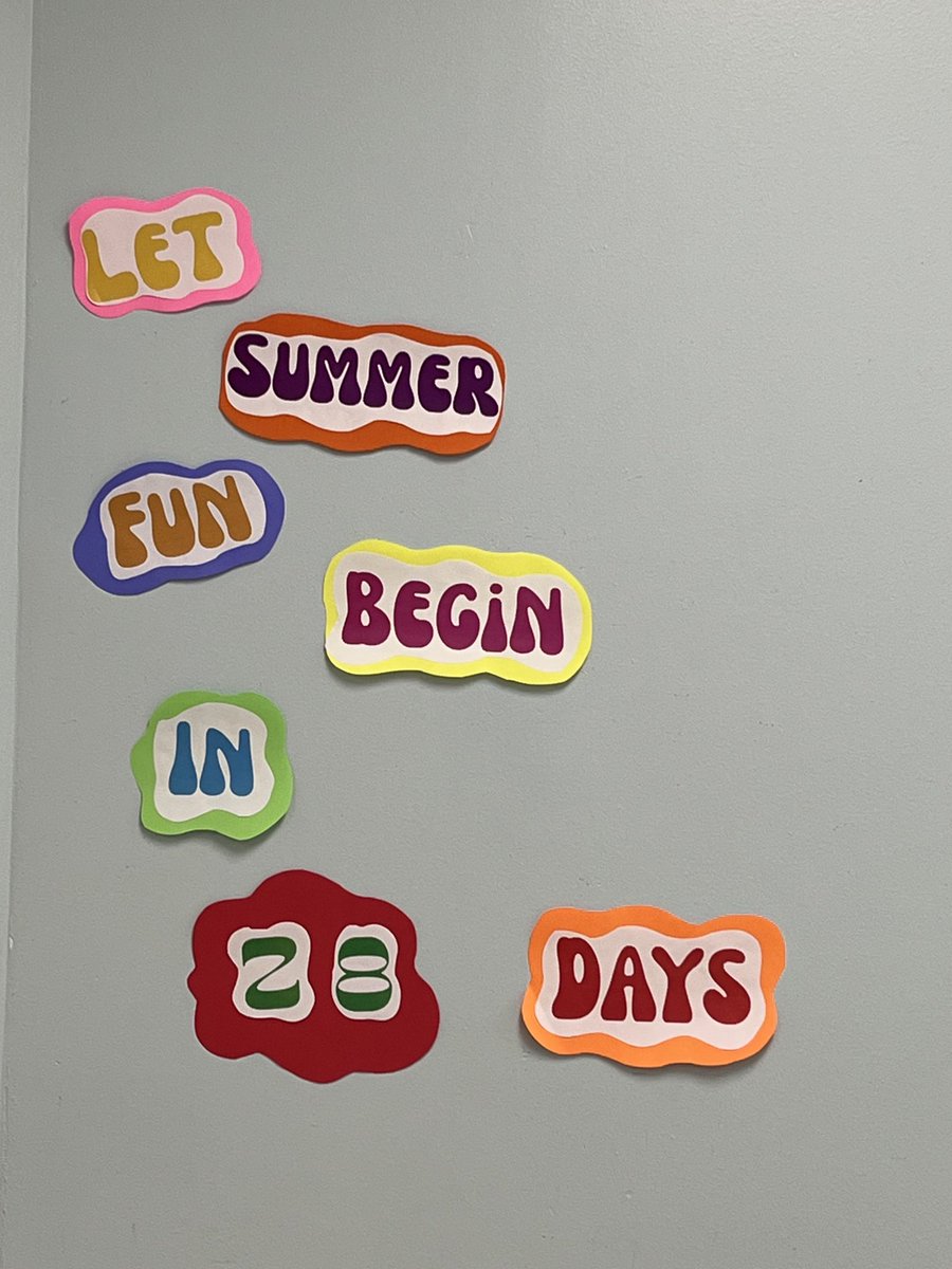 Counting down the days to summer vacation. Can it really be that there are only 28 days left? #summer vacation ⁦@WatsessingPage⁩ ⁦@AsstSupBlmfld⁩ ⁦@MrMilano07003⁩ ⁦@LaurajaSalamone⁩ ⁦@LauraFoster714⁩