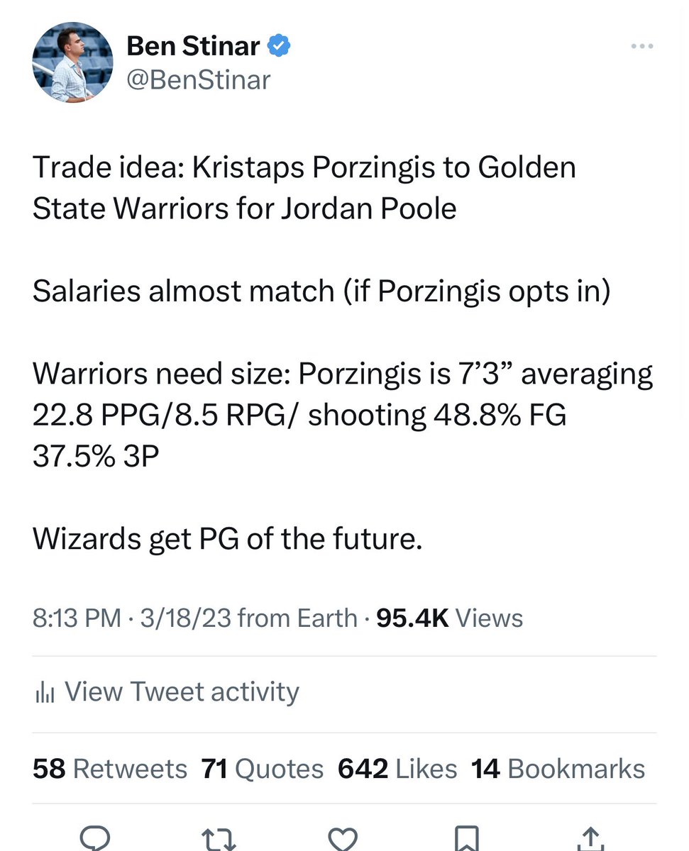 BenStinar's tweet photo. I still believe this is THE move to make
I also like Jordan Poole (more than most) for the record … https://t.co/rpZKDV7leZ