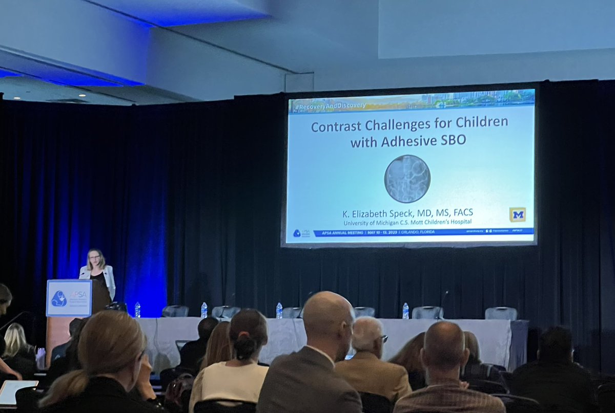 WilhelmSpencerK's tweet photo. Awesome TEC talk by @ElizabethSpeck on contrast challenges in pediatric adhesive SBOs. @UMPedsSurg #APSA2023 #MWPSC https://t.co/3ASUVsEHx1