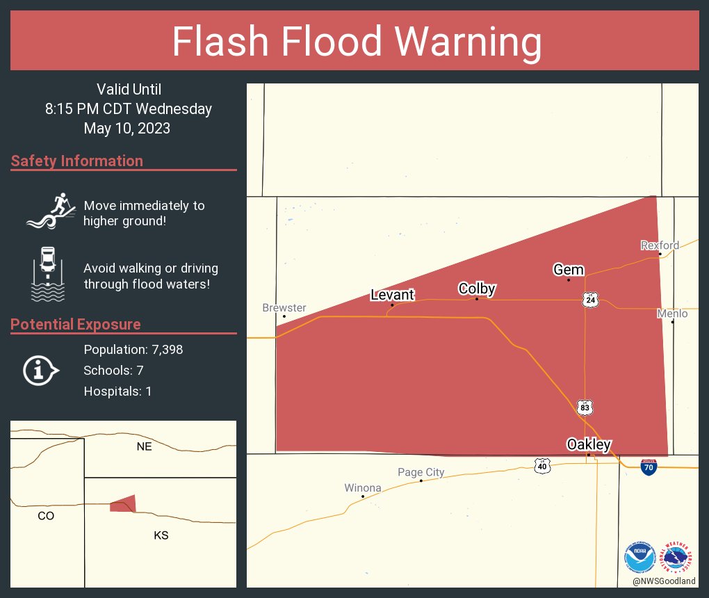 NWSFlashFlood on Twitter "Flash Flood Warning continues for Colby KS