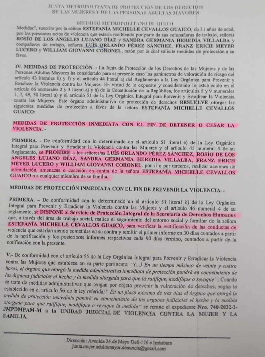 Mañana es un día normal para Orlando Pérez, acostumbrado a vivir en procesos judiciales. No lo es en cambio para Michelle Cevallos, quien le ha puesto una acción de protección que se ventilará mañana en el sistema judicial. Este es un caso más del ya nutrido expediente del