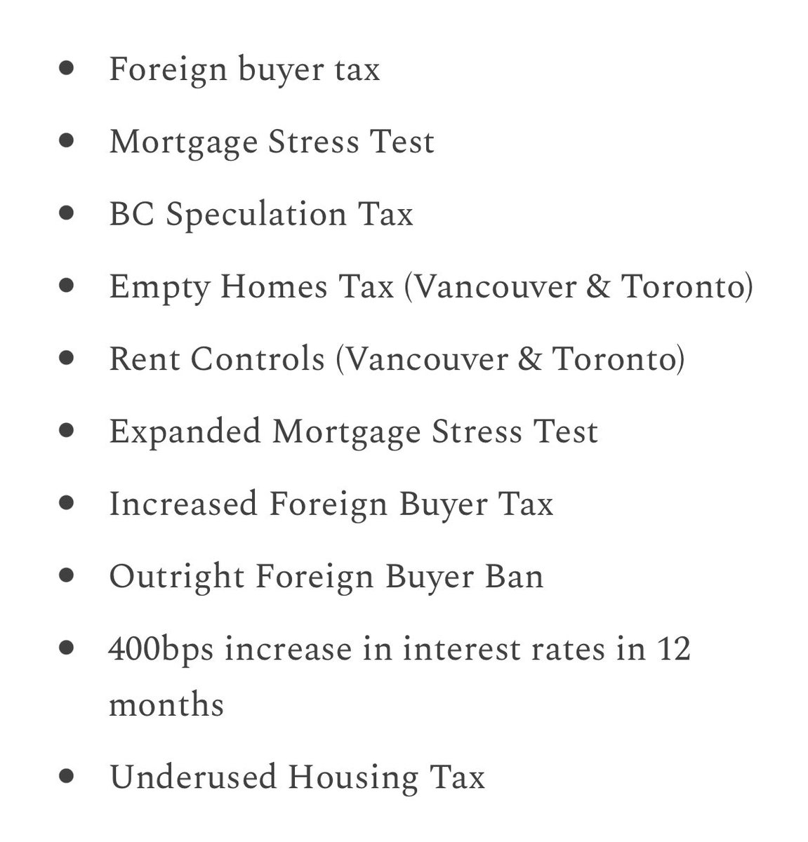 SteveSaretsky's tweet photo. Lots of finger pointing on the housing crisis in Canada. Here’s what we’ve done on the demand side over the past few years. Supply? What’s that? https://t.co/cCEZSKHDP5