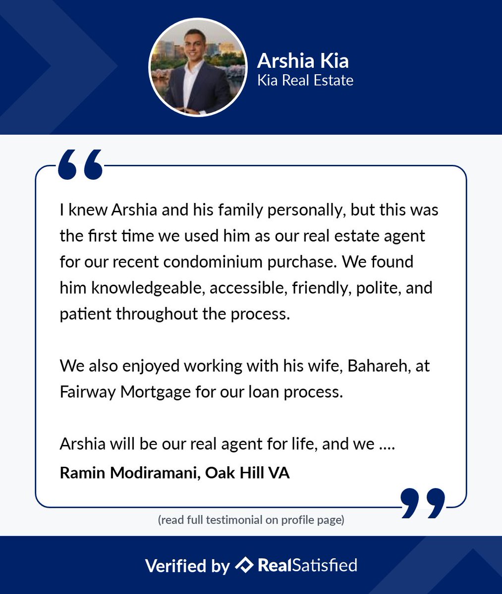 KiaRealEstate's tweet photo. From the bottom of my heart, thank you for this recommendation. https://t.co/2YkUA27HRi via @realsatisfied https://t.co/S2Ka2QYazj