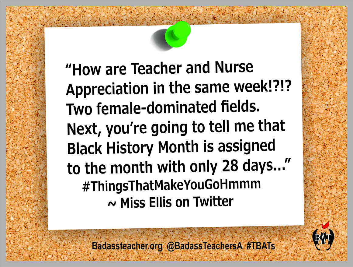 NJ Bats (@njbatsa) on Twitter photo Doesn't seem fair, does it. #RespectWomen #RespectTeachers #RespectNurses #BlackLivesMatter #BlackHistoryMatters #TBATs #TeacherAppreciationWeek <a href="/massbats/">MassBats</a> <a href="/NEABATCaucus/">NEA BAT Caucus</a> <a href="/MaineBATs/">Maine BATs</a> <a href="/AFTBATcaucus/">AFT BAT Caucus</a> <a href="/MIBATS/">Michigan BATS</a> <a href="/BATsDelaware/">DE BadassTeachers</a> <a href="/BATs_DC/">DC BATs</a> <a href="/VirginiaBATs/">Virginia BATs</a> <a href="/PennBat/">PA BATs R Pro Charter Reform</a> <a href="/VermontBATs/">VermontBATs</a> <a href="/NYStateBATs/">NYStateBATs</a> Doesn't seem fair, does it. #RespectWomen #RespectTeachers #RespectNurses #BlackLivesMatter #BlackHistoryMatters #TBATs #TeacherAppreciationWeek <a href="/massbats/">MassBats</a> <a href="/NEABATCaucus/">NEA BAT Caucus</a> <a href="/MaineBATs/">Maine BATs</a> <a href="/AFTBATcaucus/">AFT BAT Caucus</a> <a href="/MIBATS/">Michigan BATS</a> <a href="/BATsDelaware/">DE BadassTeachers</a> <a href="/BATs_DC/">DC BATs</a> <a href="/VirginiaBATs/">Virginia BATs</a> <a href="/PennBat/">PA BATs R Pro Charter Reform</a> <a href="/VermontBATs/">VermontBATs</a> <a href="/NYStateBATs/">NYStateBATs</a>