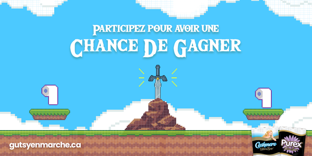 Le 15 mai est votre dernière chance pour remporter l’un des 5 approvisionnements d’un an en papier hygiénique Cashmere® UltraLuxe ou Purex® UltraLuxe, une Nintendo Switch et le jeu, La légende de Zelda. Recueillez 100 $ pour la #MarcheGutsy d'ici minuit : bit.ly/CEVMGP223