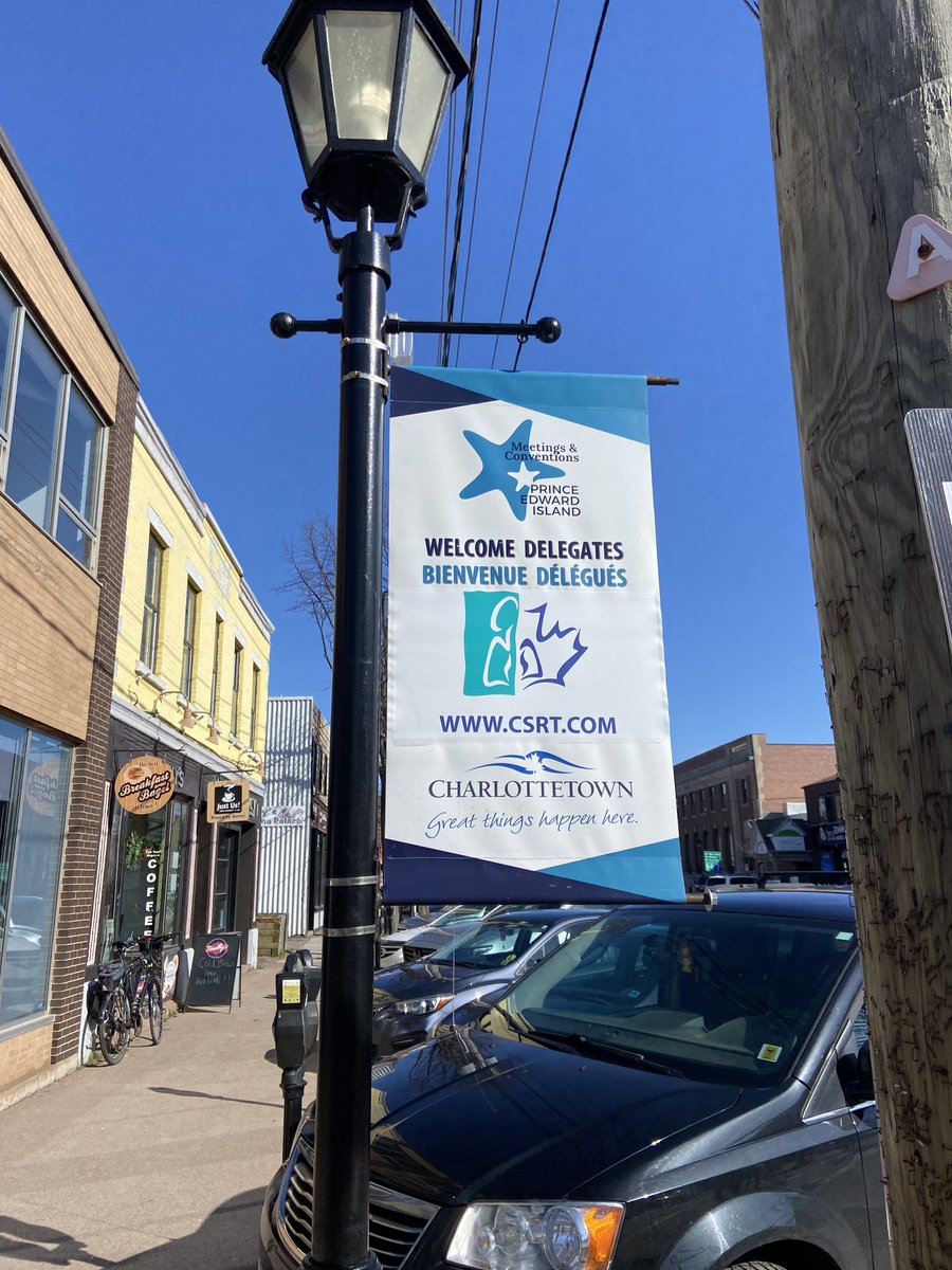 Welcome to #PEI! If you are walking in downtown Charlottetown, keep an eye out for the special #CSRT2023 banners in the streets😍 @MeetInPEI