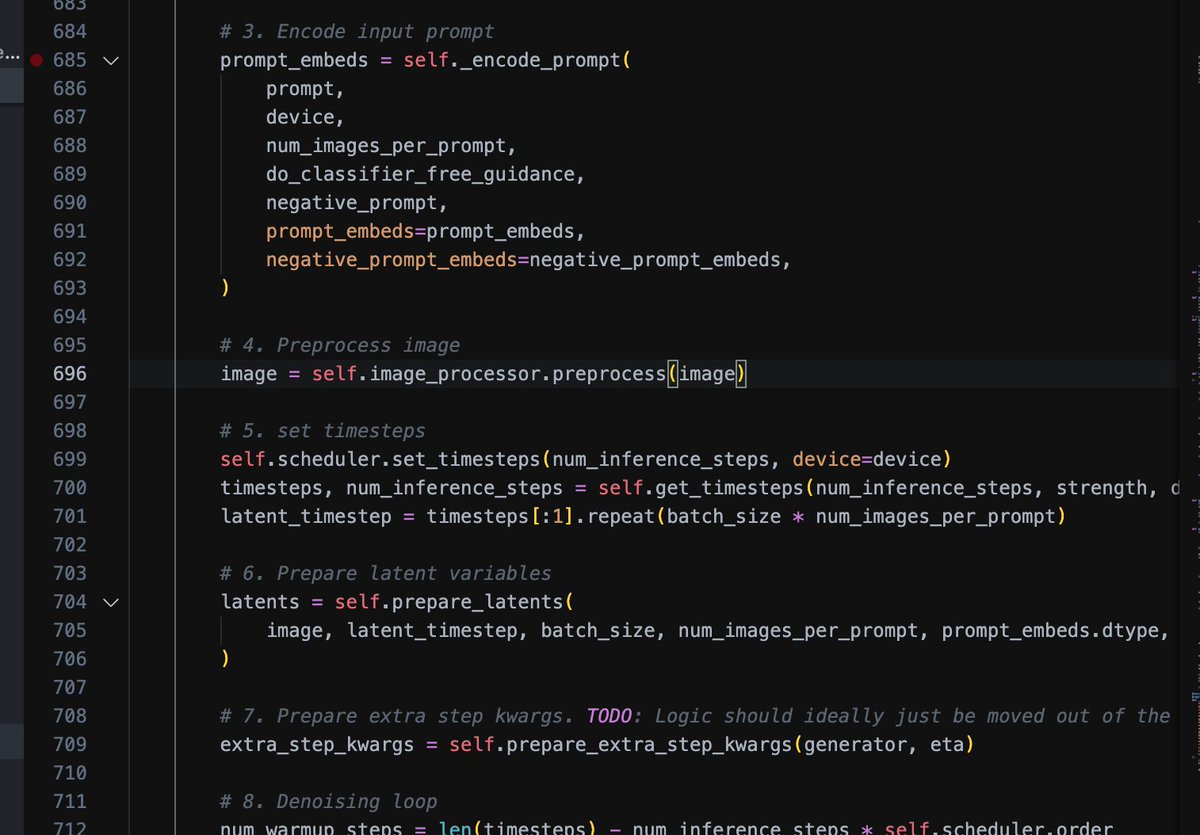 hellojixian's tweet image. 硬核科普:#stablediffusion 的img2img生成图片的时候种子图片只是先传递给了VAE用于提取“像素”信息,每次循环采样的时候并没有参考种子图片的语义信息,所有的语义信息依然是来自 #TextEncoder 处理过的 prompt 信息。所以开源还是很重要的,不要想当然,一定要看一遍源代码再去用。代码源 #diffusers