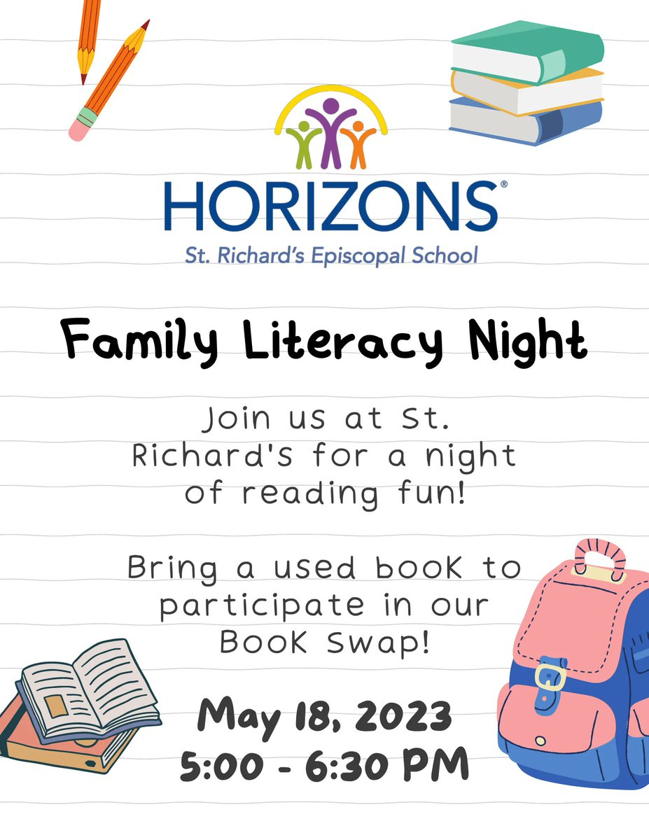 Excited to see our families for our upcoming Horizons Literacy Night event! Let us know that you are joining on our sign up form: buff.ly/3W0wmwb