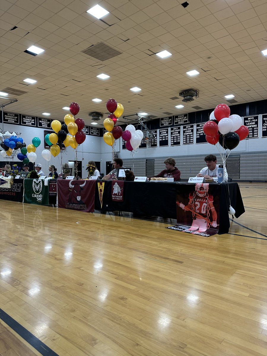 Signing Day at Roosevelt! Congrats to our 3 Riders who signed their letters of intent to play college football! 

<a href="/TuckerPeterso14/">Tucker Peterson</a> ➡️ Chadron State
<a href="/schultzie2844/">Austin Schultz</a> ➡️ Colorado Mesa <a href="/SchmitzBowie/">Bowie Schmitz</a> ➡️ West Texas A&amp;M

RIDE FOR THE BRAND