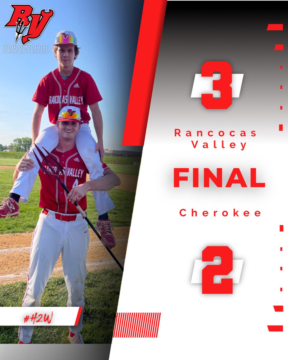 Huge win for the Red Devils!!! <a href="/Grahamadams27/">Graham Adams</a> goes the distance scattering 3 hits, 1 ER, 6Ks.

Jake bartletta went 3-4 w/ an RBI on the day and <a href="/JoeyDinneen2023/">Joseph Dinneen</a> had the big pinch hit 2 run homer in the 6th to take the lead!  Back at home tomorrow vs. Eustace!! #H2W