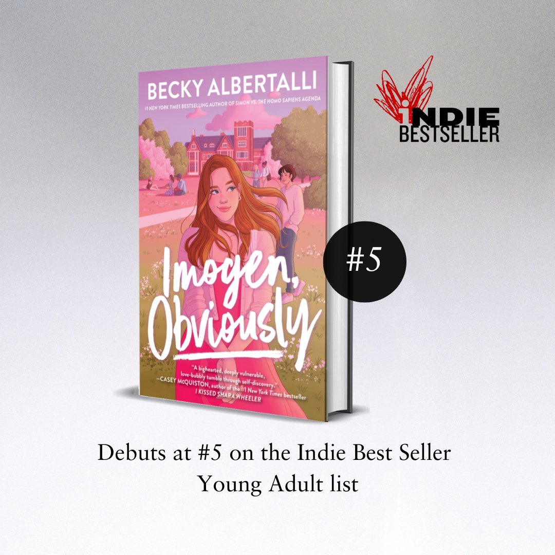 Congratulations, @beckyalbertalli! IMOGEN, OBVIOUSLY is #3 on the @nytimesbooks Children's Young Adult Hardcover best seller list and #5 on the @ABAbook Young Adult best seller list! 🥰🙌🎉 #ProudAgency