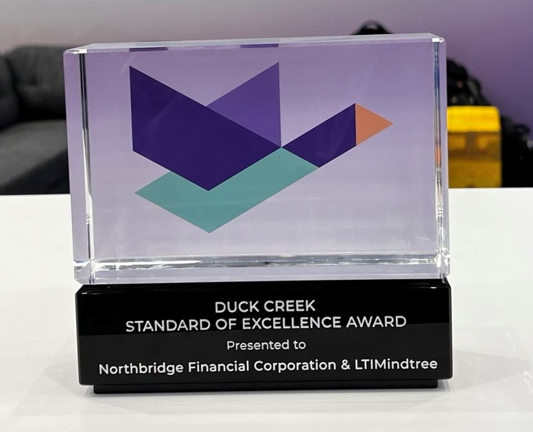 ltm_ofcl's tweet photo. As a @DuckCreekTech Premier Partner, we're happy to announce that our customer Northbridge Financial Corporation received the Duck Creek Standard of Excellence Award. We are thankful for the partnership and collaboration with Northbridge.#Formation23 #FutureFasterTogether https://t.co/NSdXvU1OXE