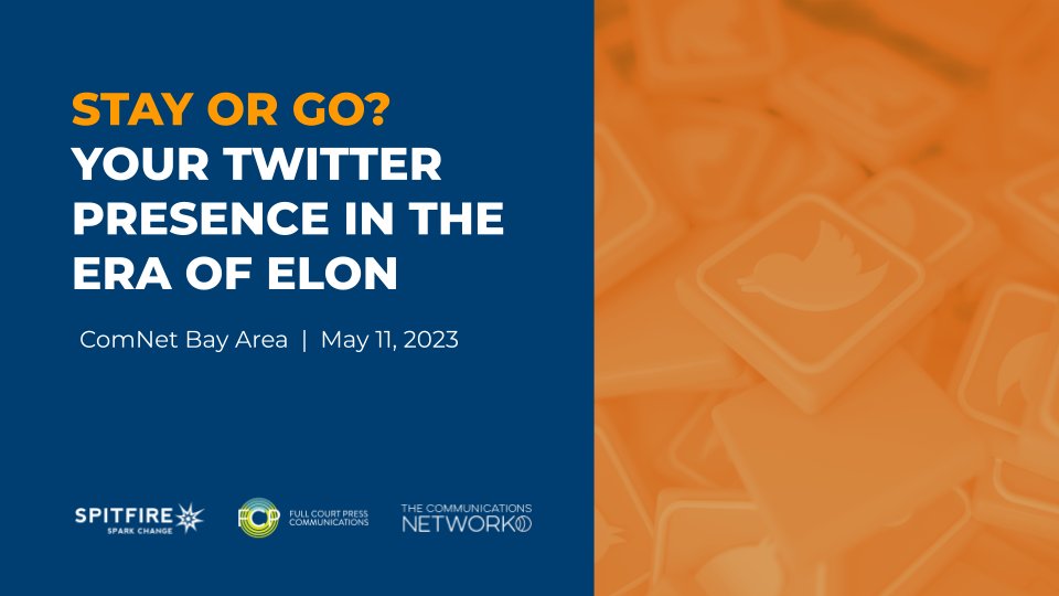 Should you stay on Twitter or go? 🤔 Join @ComNetworkSF & @caityscott, our Vice President, TOMORROW for a free virtual discussion on navigating your org’s Twitter presence in today’s rapidly changing social landscape. RSVP: bit.ly/44HlqHI