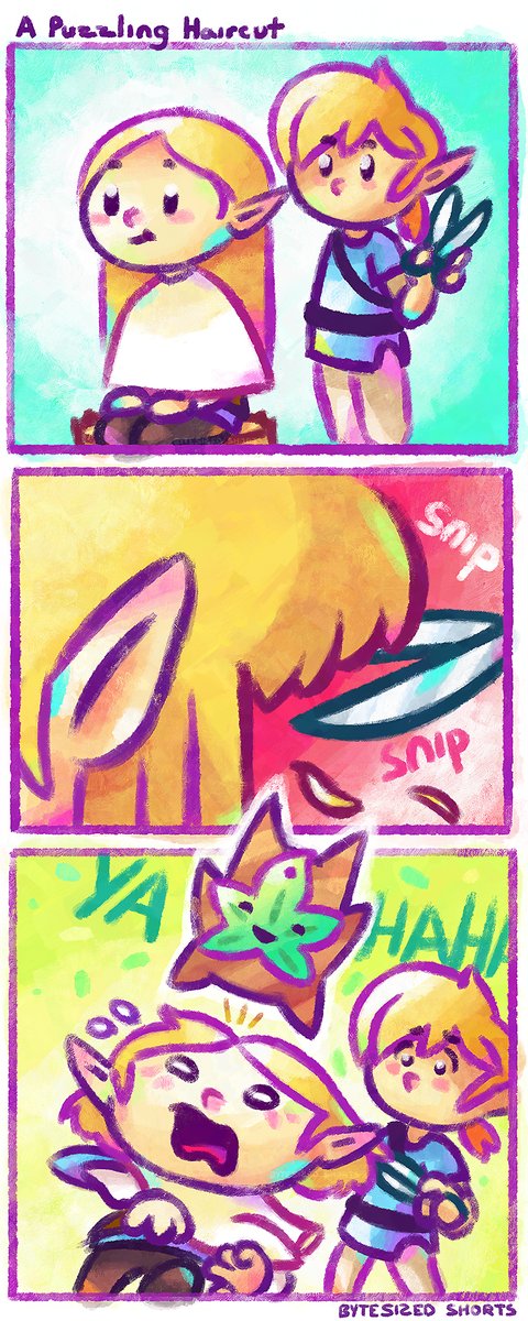 ByteSizedShorts's tweet image. A Puzzling Haircut – I’ve been avoiding Tears of the Kingdom spoilers, but the other day I started to wonder if Koroks were making a return, and well, one thing led to another.

#TearsOfTheKingdom #Zelda #Zelink