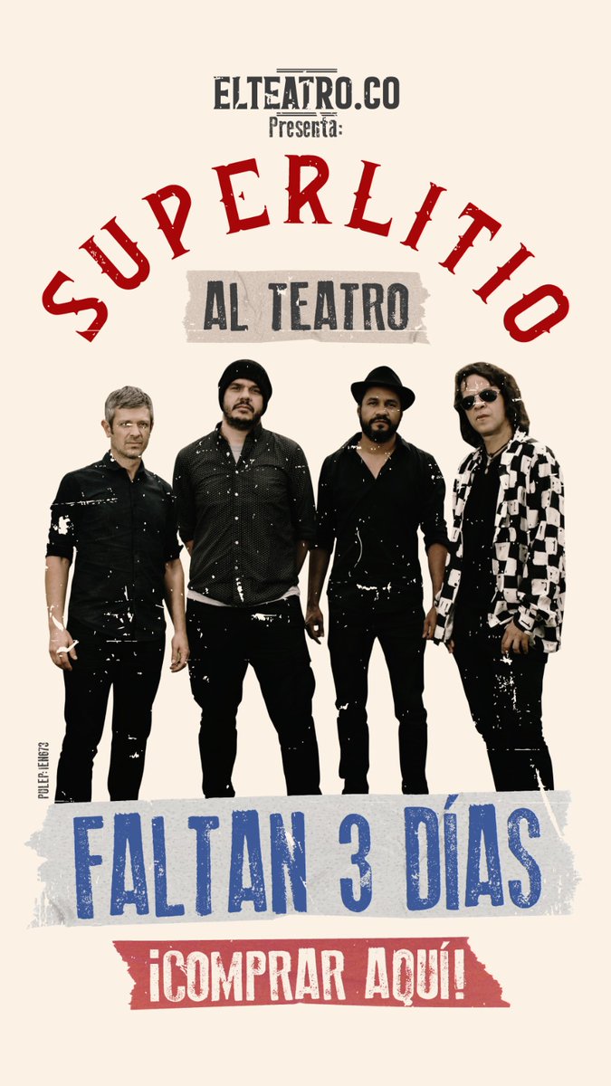 Ya sólo faltan 3 días para SUPERLITIO-AL-TEATRO y quedan pocas boletas, no te quedes sin la tuya🙌

Entradas disponibles en entradasamarillas.com/event/superlit…