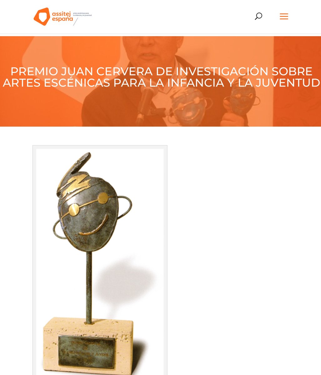 Consulta las bases del participación al Premio Juan Cervera de Investigación sobre Artes Escénicas para la Infancia y la Juventud de ⁦<a href="/AssitejEspana/">ASSITEJ España</a>⁩ 
👉 assitej.net/es_es/premios/…