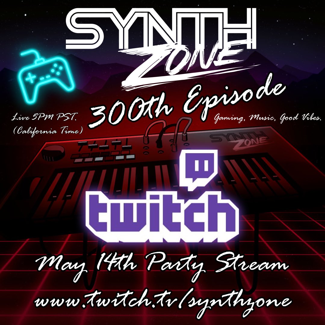 BigRay826's tweet photo. The 300th episode of Synth Zone this Sunday night! Iβll be hanging out on Twitch right when the episode goes live! Hope you to see you there! ππ΄ #synthzone #synthwave #twitch #vaporwave https://t.co/lgjYI0BFQ6 https://t.co/v7GvOcRHaT