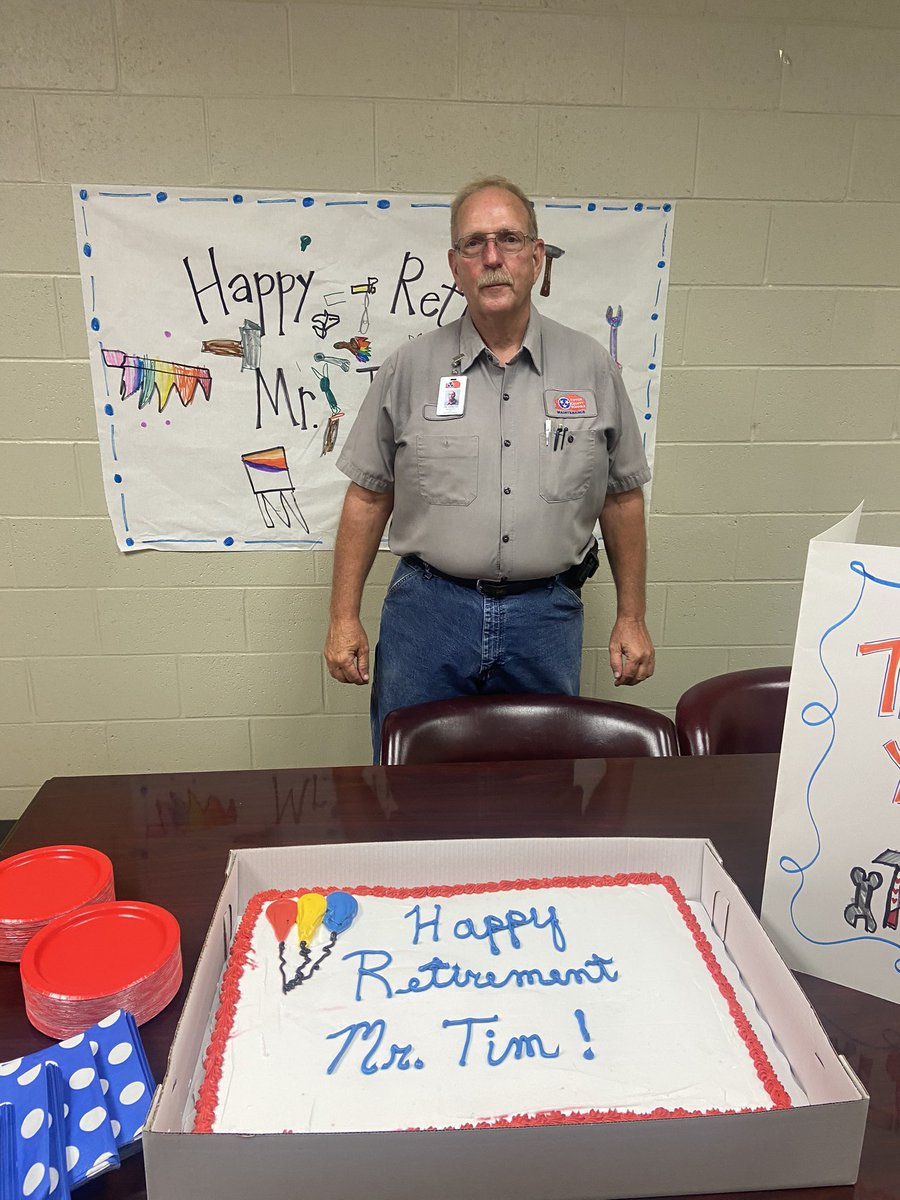 Mr. Tim was celebrated today for his retirement. We are so thankful for EVERYTHING he does but now it’s time to enjoy some new hobbies. We love ya and we are going to miss ya!❤️🤍💙 #patriotpride #AESpatriots #endlesspossibilities