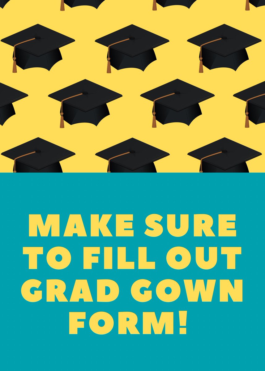 Here is the link to choose size of gown:

forms.office.com/Pages/Response…

Deadline to complete the microsoft form to order a gown is Friday May 19th by noon. Remember to pay your graduation fees to get your gowns!