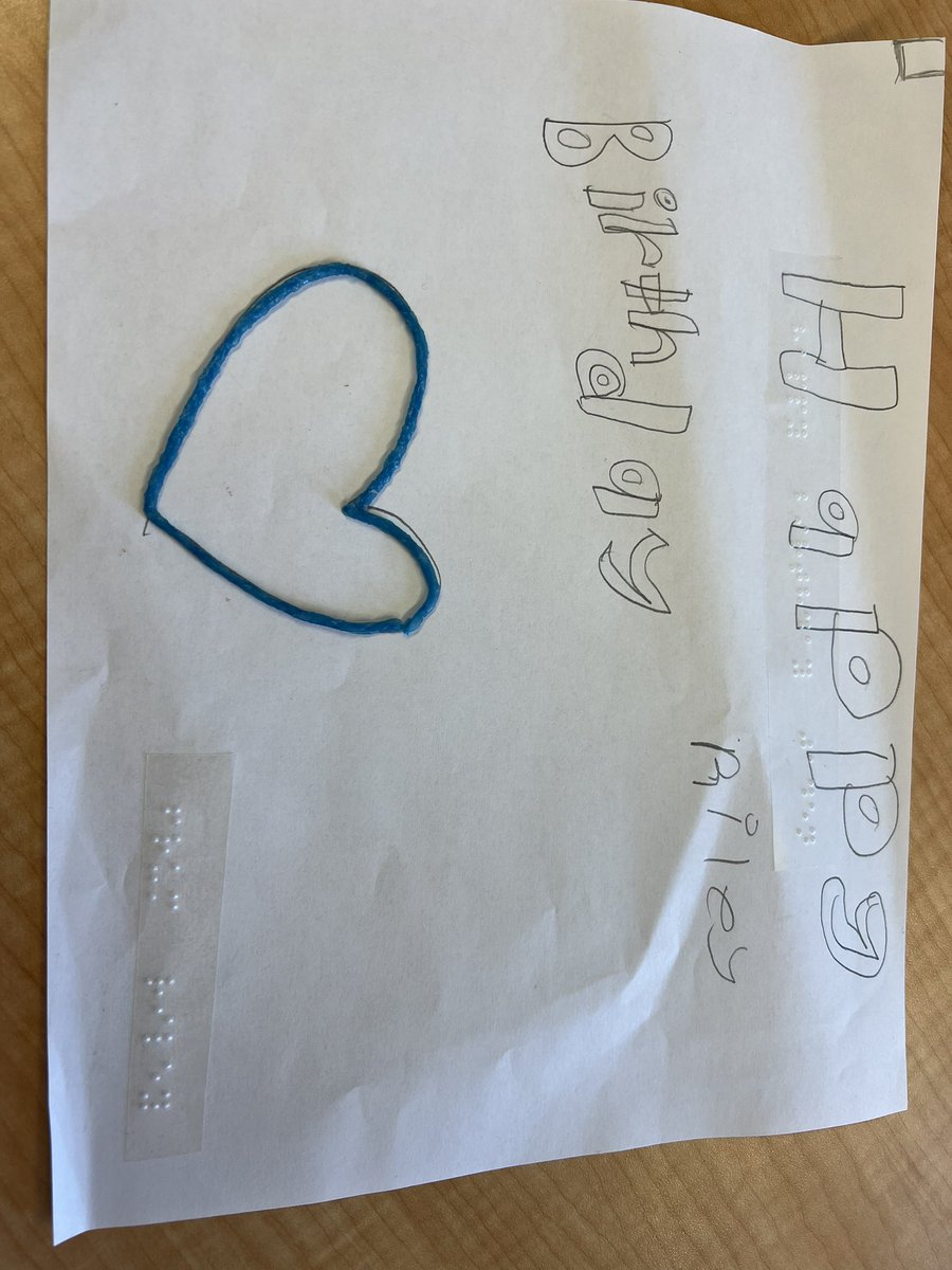 We have the sweetest students. Braille/tactile birthday card for our little buddy’s birthday!